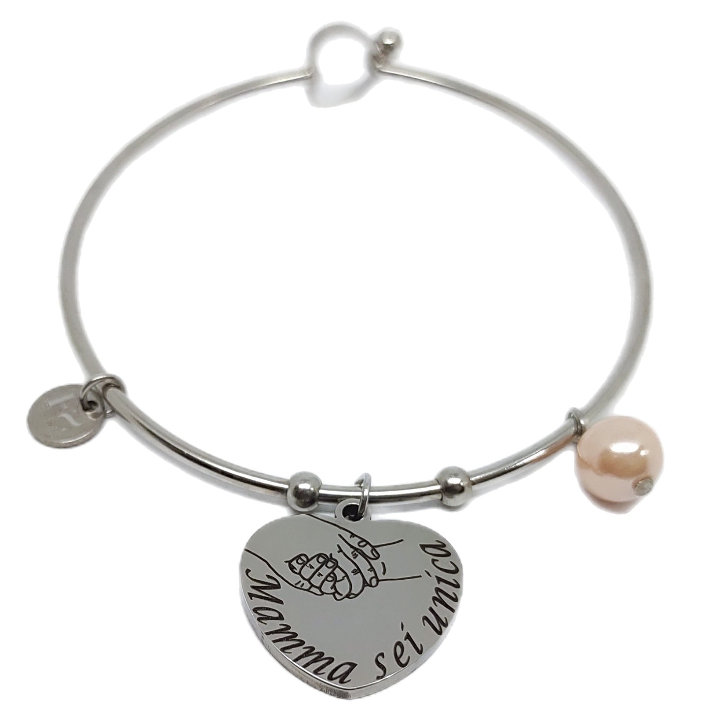 Bracciale rigido cuore mano mamma