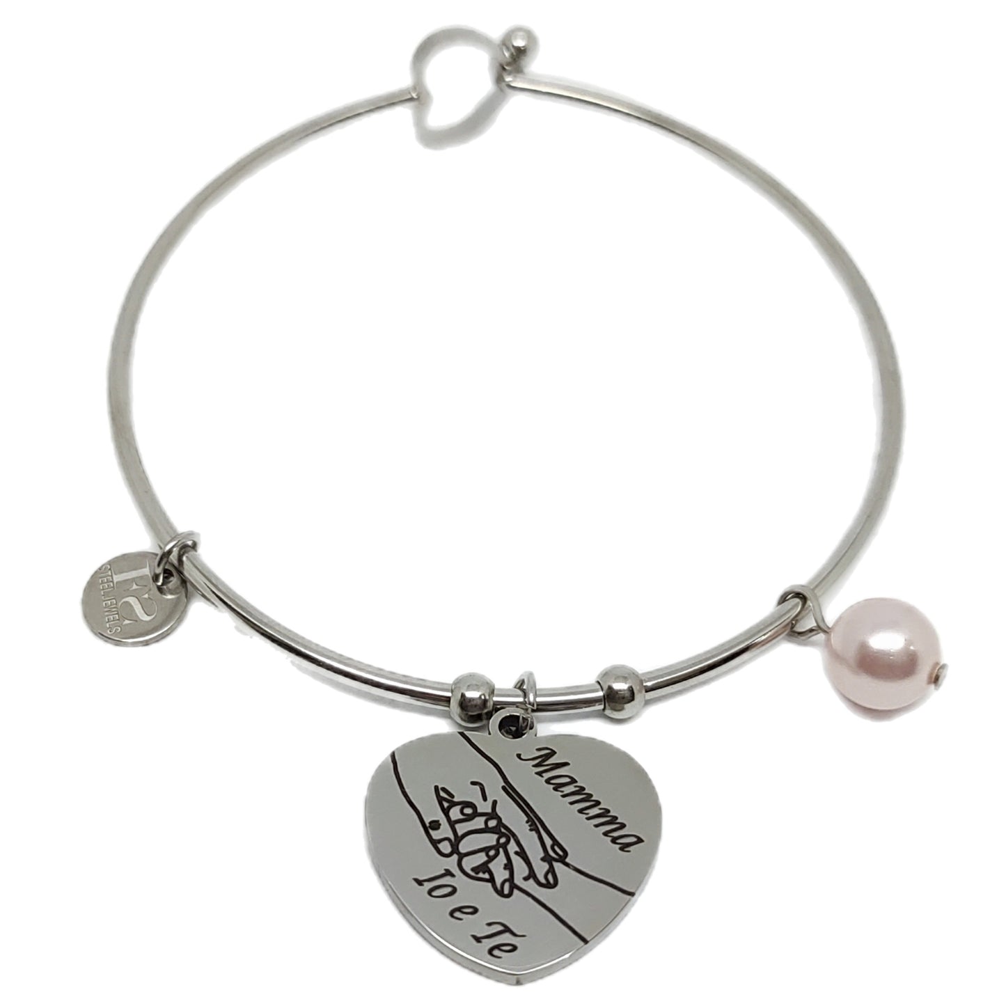 Bracciale rigido cuore mano mamma