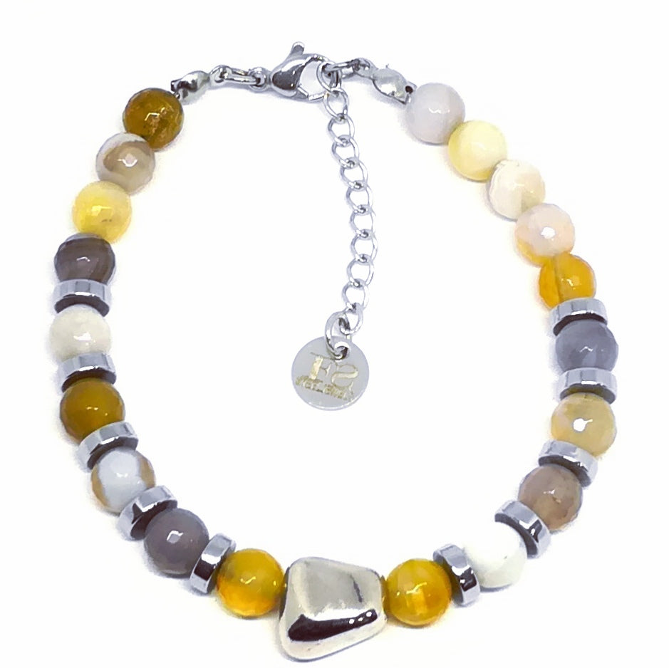 Bracciale con pietre naturali e pepita in argento 925