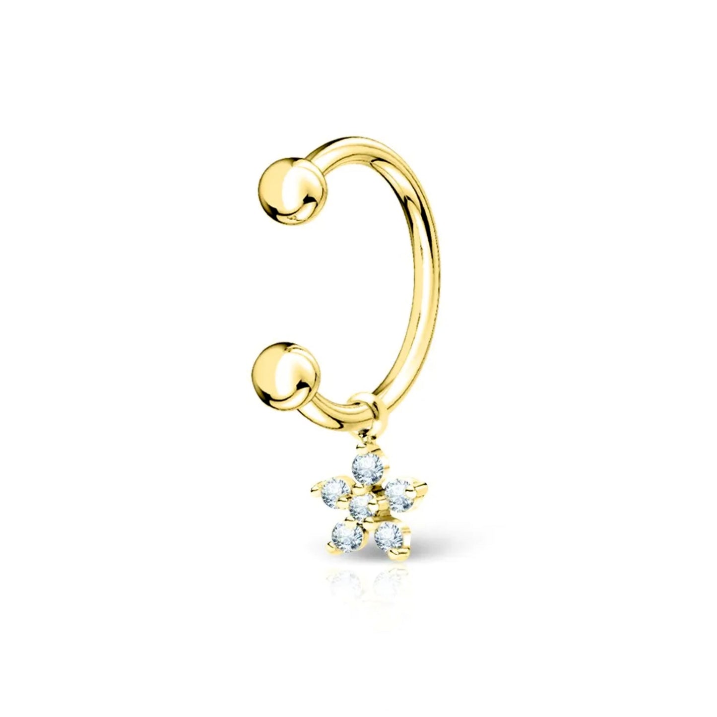 Piercing circular barbell con fiore pendente