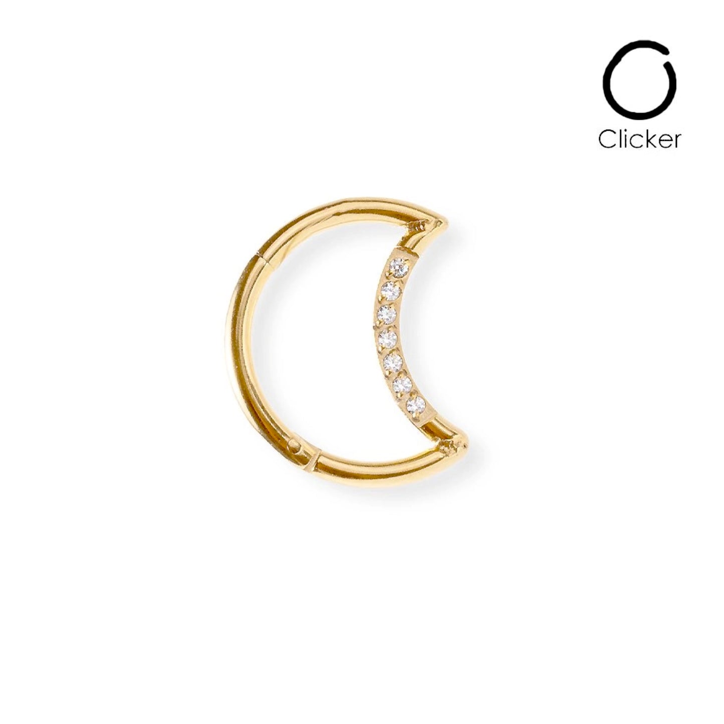 Piercing cerchio clicker a mezzaluna con brillantini