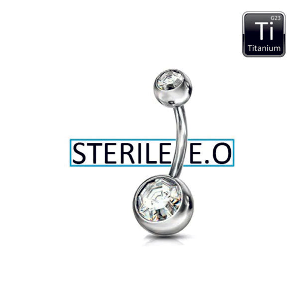 Piercing ombelico sterile in titanio con doppia pietra