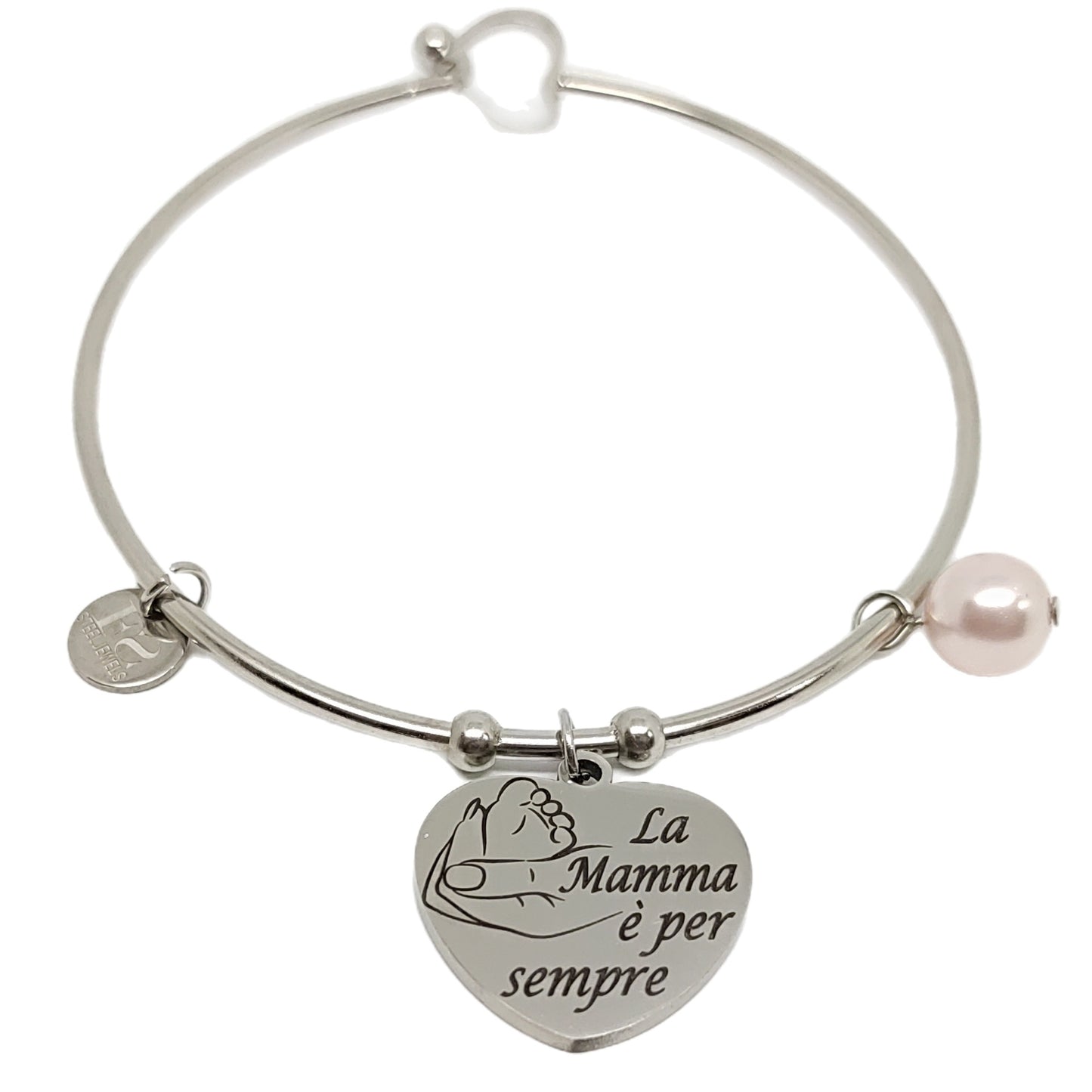 Bracciale rigido cuore mano mamma
