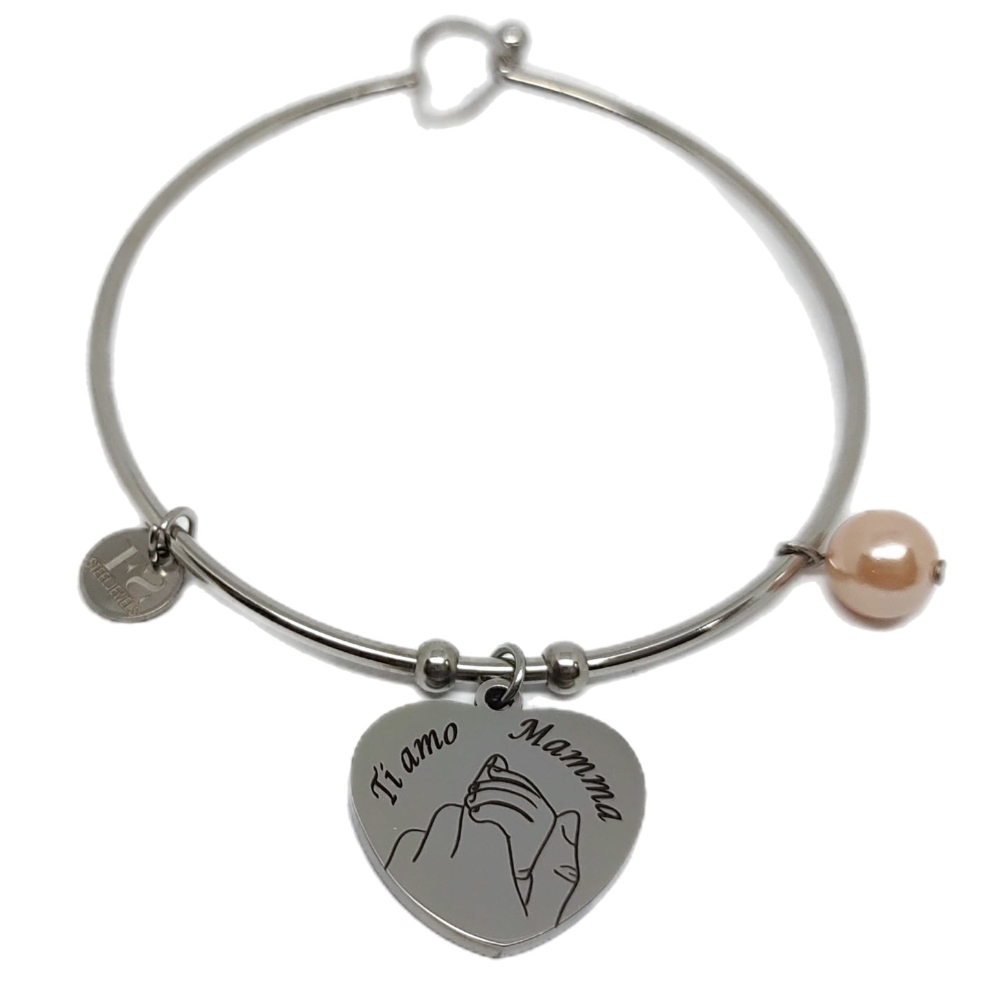 Bracciale rigido cuore mano mamma