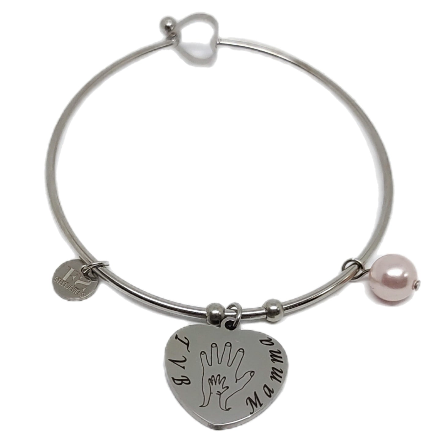 Bracciale rigido cuore mano mamma