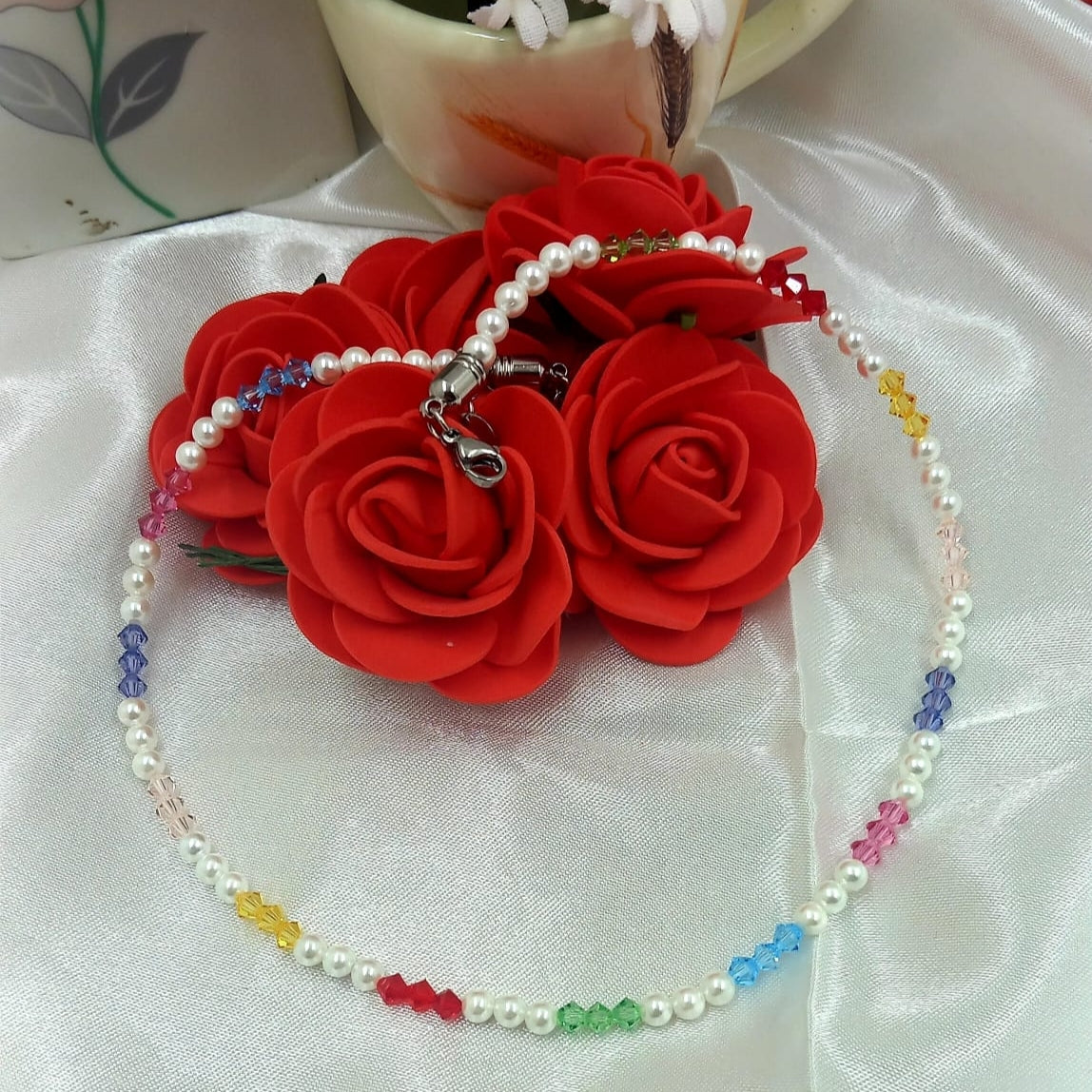 Collana perle Maiorca e Swarovski colorati