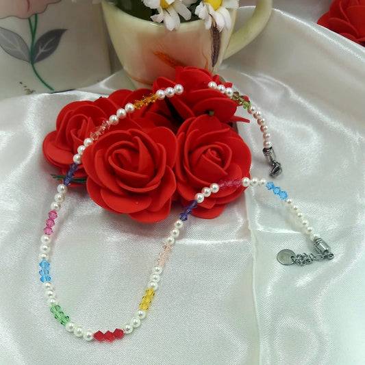 Collana perle Maiorca e Swarovski colorati