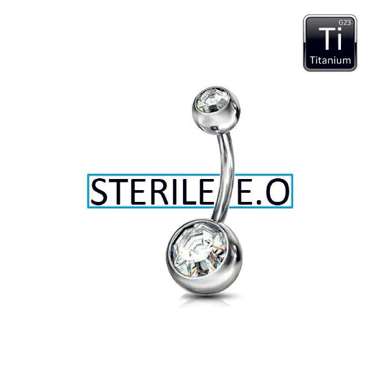 Piercing ombelico sterile in titanio con doppia pietra